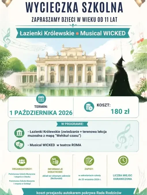 Wycieczka do Warszawy dla uczniów Państwowej Szkoły Muzycznej I stopnia w Olecku