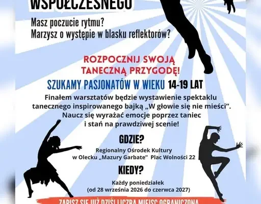 Olecko: bezpłatne warsztaty tańca współczesnego zakończą się spektaklem