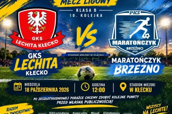 Lechita Kłecko wraca na własny stadion – walka o punkty z Maratończykiem Brzeźno