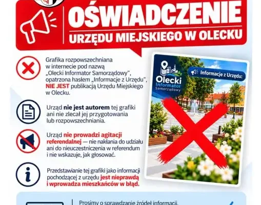 Urząd Miejski w Olecku ostrzega przed fałszywą grafiką „Olecki Informator Samorządowy”