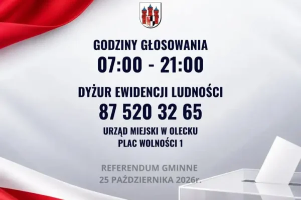 Referendum gminne w Olecku – dyżur ewidencji ludności w dniu głosowania