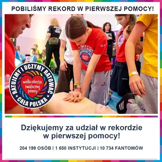 Rekord pierwszej pomocy pobity! Ponad 204 tysiące uczestników w akcji WOŚP