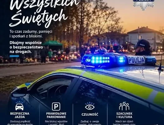 Wszystkich Świętych 2026: policja z Olecka apeluje o bezpieczeństwo na drogach